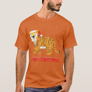Camiseta Cute tiger Christmas Tree Lights Xmas Holidays