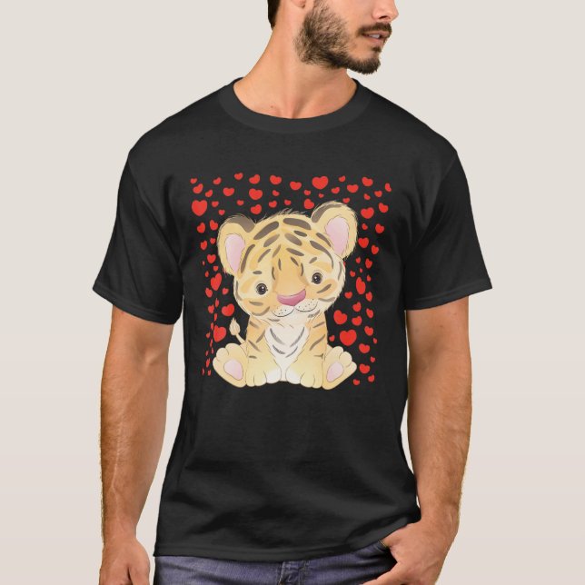 Camiseta Cute Tiger Valentine Day Red Heart's Bee Lover (Anverso)