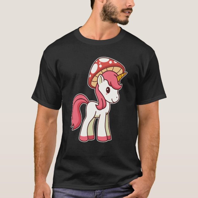 Camiseta Cute Toadstool Unicorn Con Sombrero De Champiñón (Anverso)