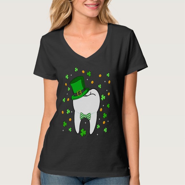 Camiseta Cute Tooth Leprechaun Hat Dental Squad St Patrick' (Anverso)