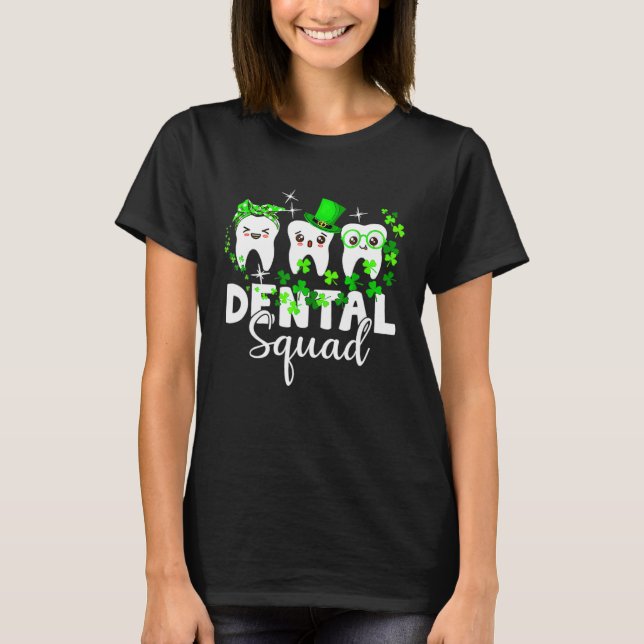 Camiseta Cute Tooth Leprechaun Hat Dental Squad St Patrick  (Anverso)