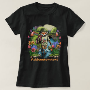 Camiseta Cute Traveller Fox flor silvestre, Amantes de los