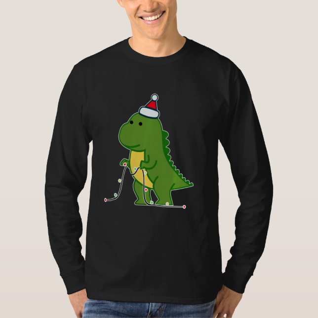Camiseta Cute Tree Rex Funny Dinosaur Santa Hat Navidades D (Anverso)