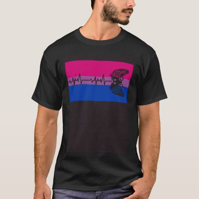 Camiseta Cute Trendy Gamer Love Gay Bisexual Pride Flag Aes (Anverso)