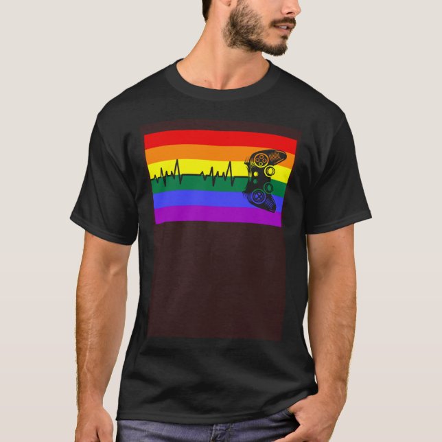 Camiseta Cute Trendy Gamer Love LGBTQ Gay Pride Flag Queer (Anverso)