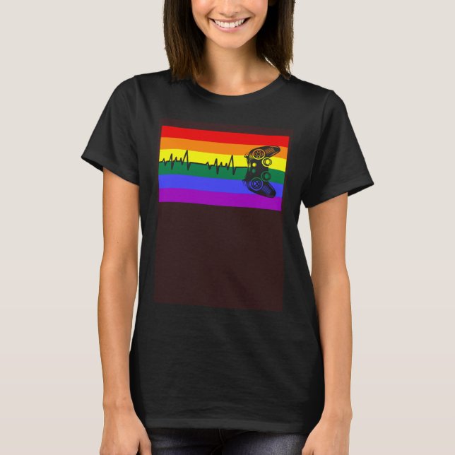 Camiseta Cute Trendy Gamer Love LGBTQ Gay Pride Flag Queer (Anverso)