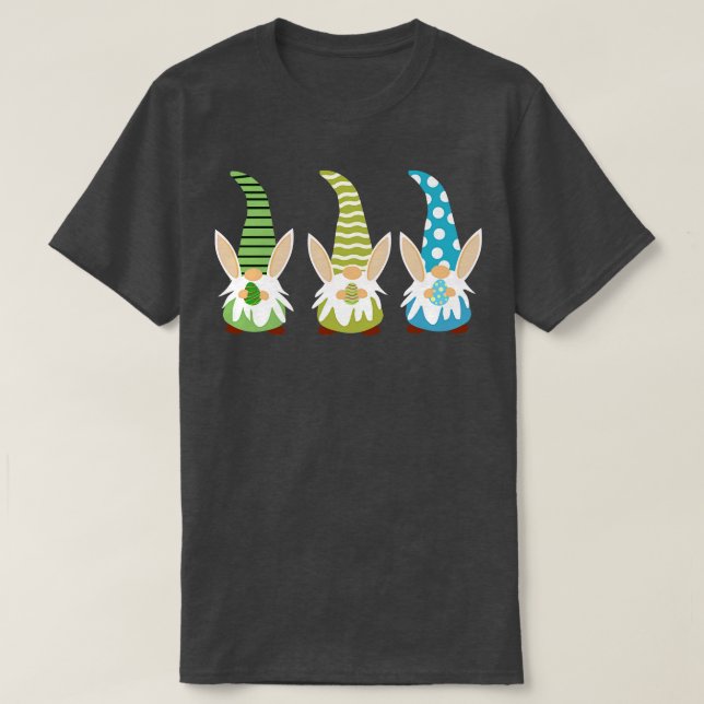 Camiseta Cute Tres gnomos de Pascua con orejas de conejo so (Diseño del anverso)