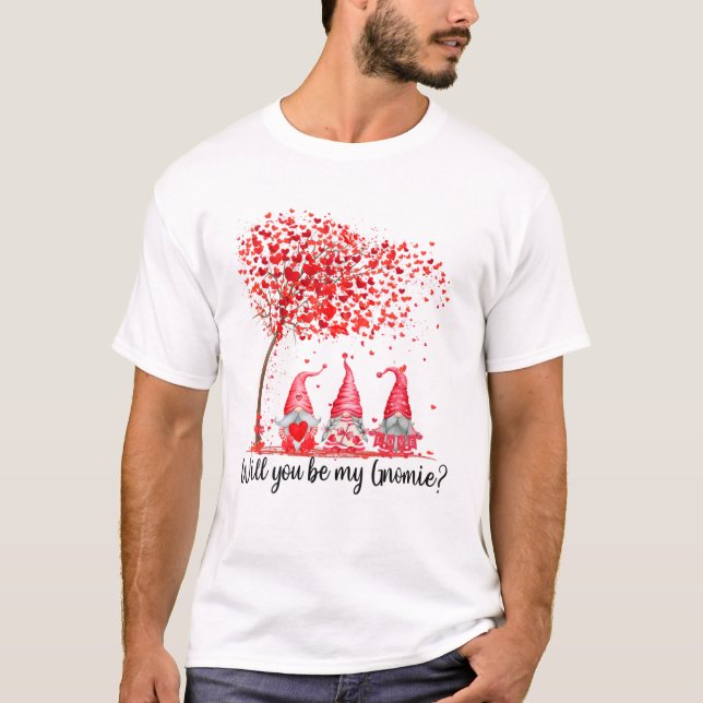 Camiseta Cute tres gnomos Valentine Day Heart Tree Gnomie (Anverso)