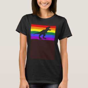 Camiseta Cute Trex Dinosaur Fiesta LGBTQ Bandera del Orgull