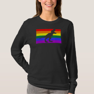 Camiseta Cute Trex Dinosaur Fiesta Lgbtq Bandera Del Orgull