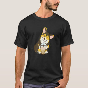 Camiseta Cute Tri Color Corgi y Boba Dog Bubble Tea