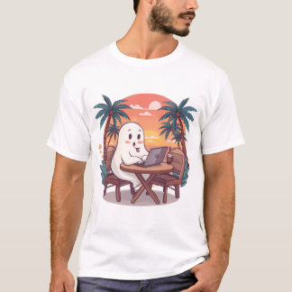 Camiseta Cute Tropical Ghost Digital Nomad Halloween Design