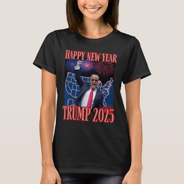 Camiseta Cute Trump Feliz Año Nuevo 2025 45 47 Outlaw Won S (Anverso)