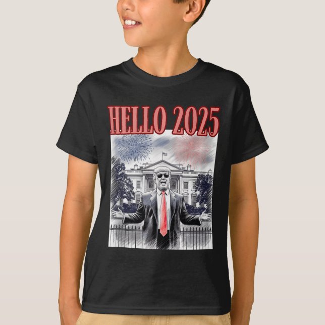 Camiseta Cute Trump Hola 2025 Nochevieja Día Conservador (Anverso)