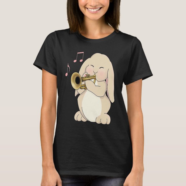 Camiseta Cute Trumpet Player Bunny Rabbit Music (Anverso)