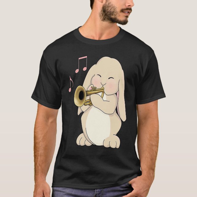 Camiseta Cute Trumpet Player Bunny Rabbit Music (Anverso)