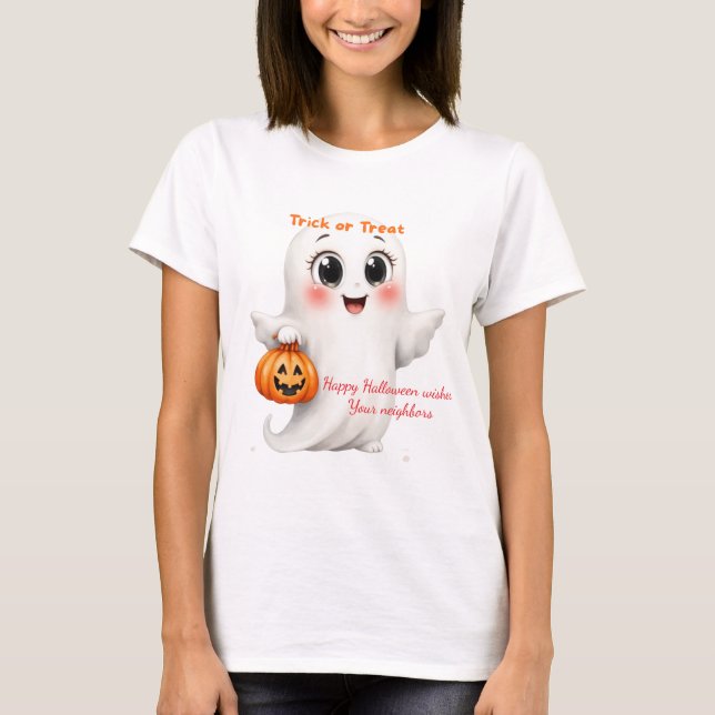Camiseta Cute tshirt happy Halloween with adjustable text  (Anverso)