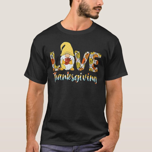 Camiseta Cute Turkey Day  Gnome Love Thanksgiving for Boys  (Anverso)