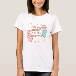 Camiseta Cute Twin Baby Burrito Announcement Illustration