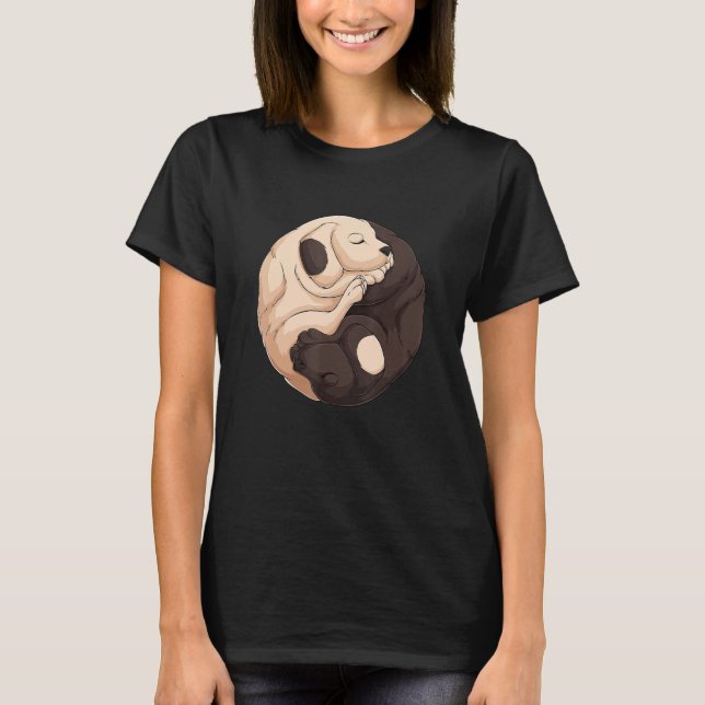 Camiseta Cute Two Dogs Asian Japanese Yin And Yang Symbol M (Anverso)
