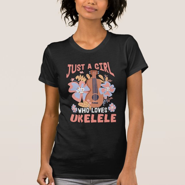 Camiseta Cute Ukulele Chica Hawaii, pequeña guitarra Uke (Anverso)
