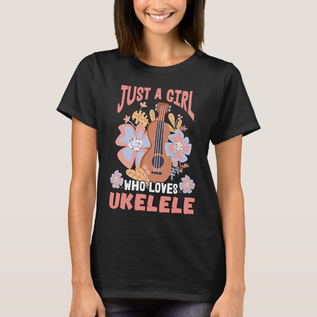 Camiseta Cute Ukulele Girl Hawaii Music Little Guitar Uke F (Anverso)
