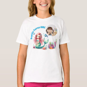 Camiseta Cute Under the Sea Mermaid Foto de cumpleaños de n