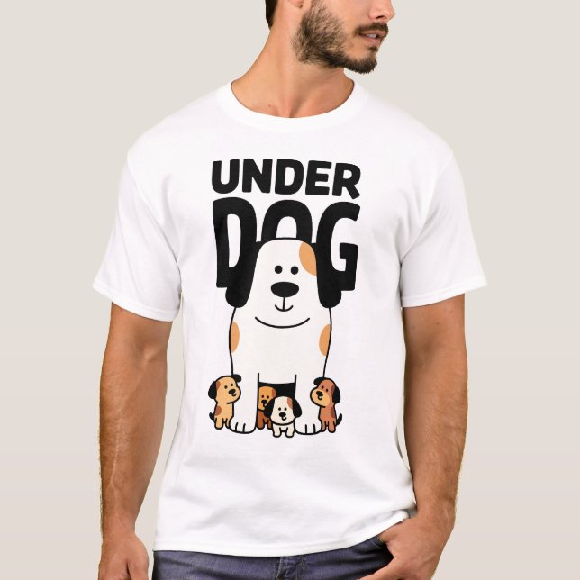 Camiseta Cute Underdog Puppy Group Cartoon (Anverso)