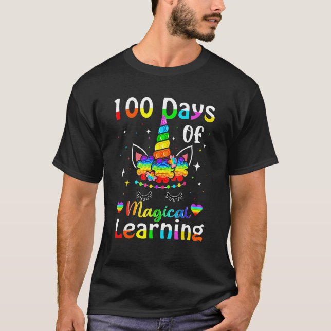 Camiseta Cute Unicorn 100 Days Of Magical Learning 100th Da (Anverso)