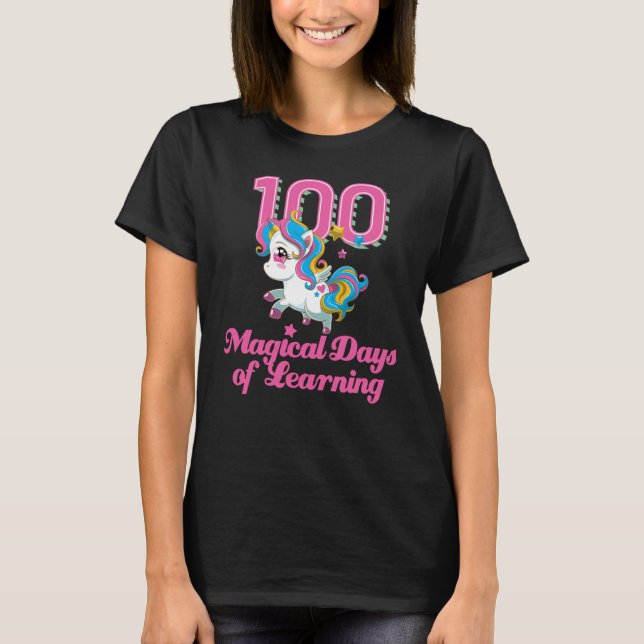 Camiseta Cute unicorn 100 magic days of school girls (Anverso)