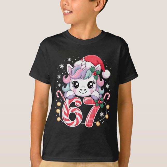 Camiseta Cute Unicorn 67 Christmas Meme Six Seven Christmas (Anverso)