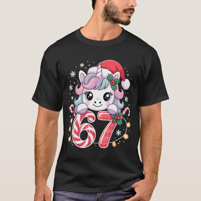 Camiseta Cute Unicorn 67 Christmas Meme Six Seven Christmas (Anverso)
