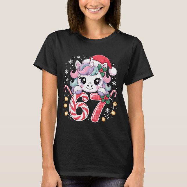 Camiseta Cute Unicorn 67 Christmas Meme Six Seven Christmas (Anverso)