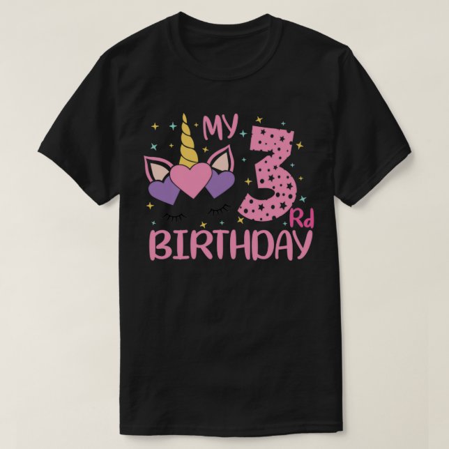 Camiseta Cute Unicorn Amantes Regalo Mi tercer cumpleaños (Diseño del anverso)