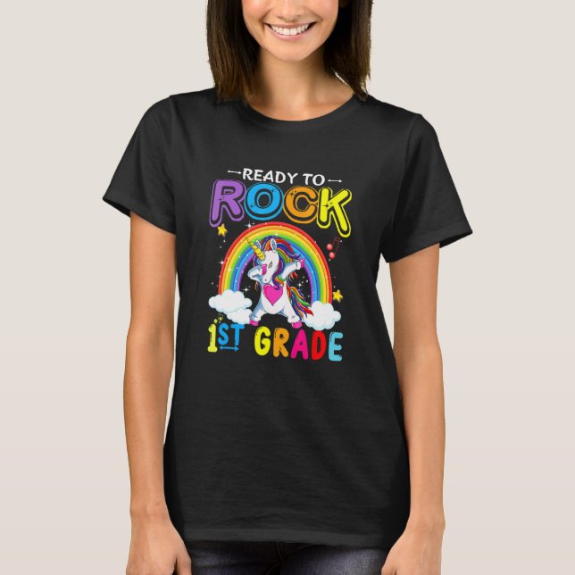 Camiseta Cute Unicorn Back To School Ready To Rock 1st Grad (Anverso)