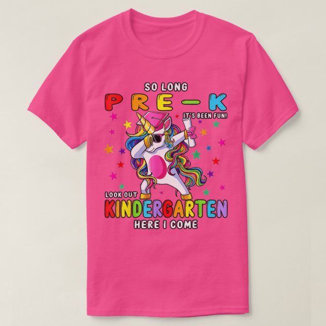 Camiseta Cute Unicorn Dabbing So Long Pre K Kindergarten He (Diseño del anverso)