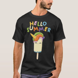 Camiseta Cute Unicorn Ice Pop Popsicle Ice Cream Bar Hello 
