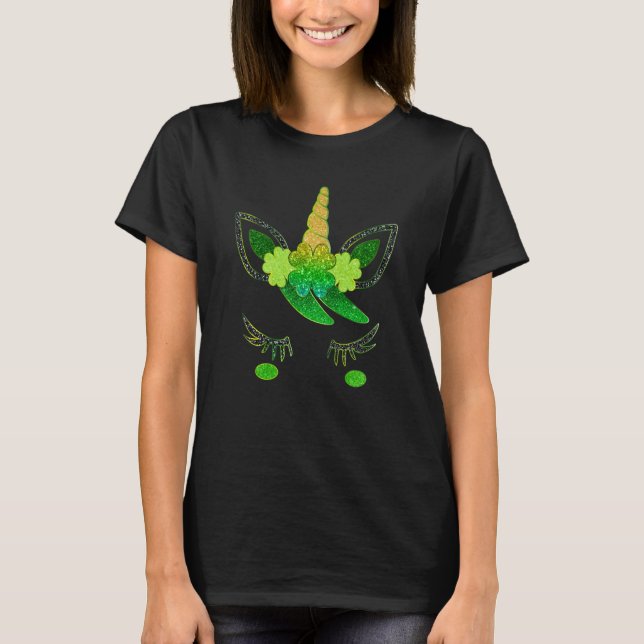 Camiseta Cute Unicorn Irish Shamrock Ireland Happy St Patri (Anverso)
