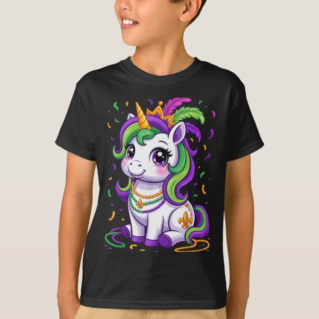 Camiseta Cute Unicorn Mardi Gras Carnival Fat Tuesday Girls (Anverso)