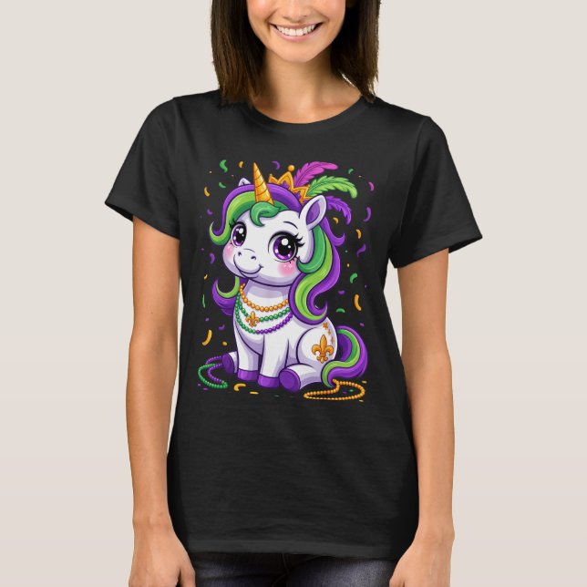 Camiseta Cute Unicorn Mardi Gras Carnival Fat Tuesday Girls (Anverso)