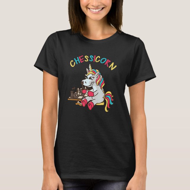 Camiseta Cute Unicorn Play Chess For Kids Chessicorn (Anverso)