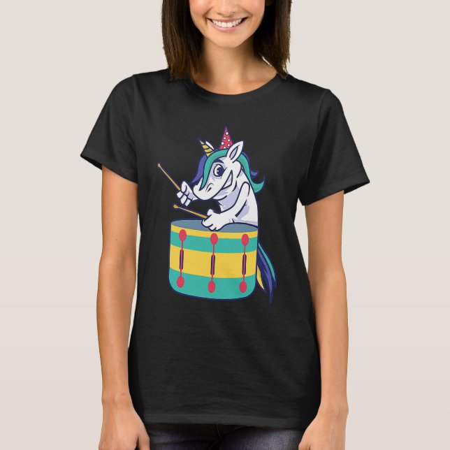 Camiseta Cute Unicorn Playing Snare Percussion Snare Drumme (Anverso)