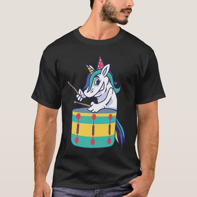 Camiseta Cute Unicorn Playing Snare Percussion Snare Drumme (Anverso)