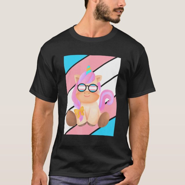 Camiseta Cute Unicorn Pride Transgender Flag LGBTQ Proud Pr (Anverso)