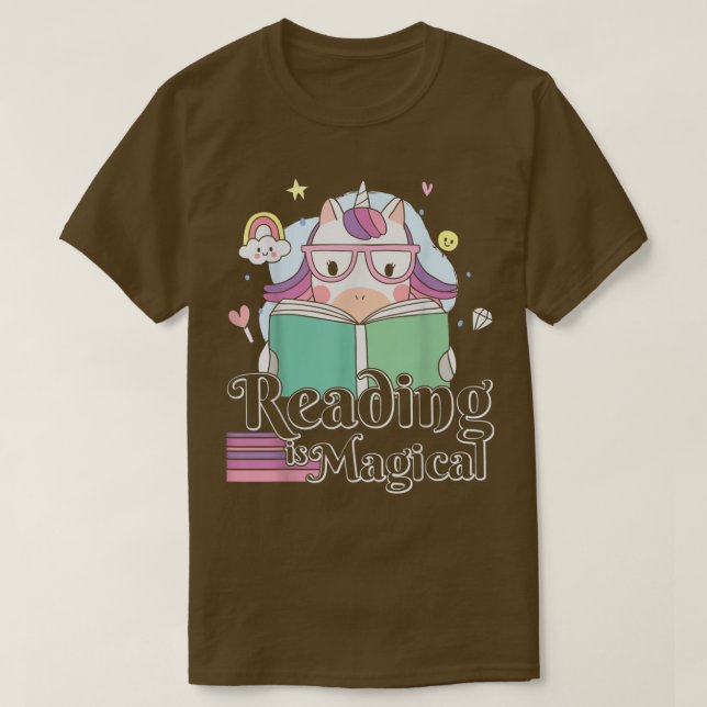 Camiseta Cute Unicorn Reading is Magical Reader Book Lovers (Diseño del anverso)