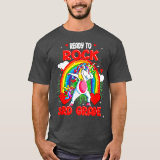 Camiseta Cute Unicorn Ready To Rock 3rd Grade Funny Back To