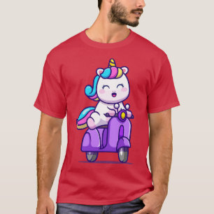 Camiseta Cute Unicorn Riding Scooter