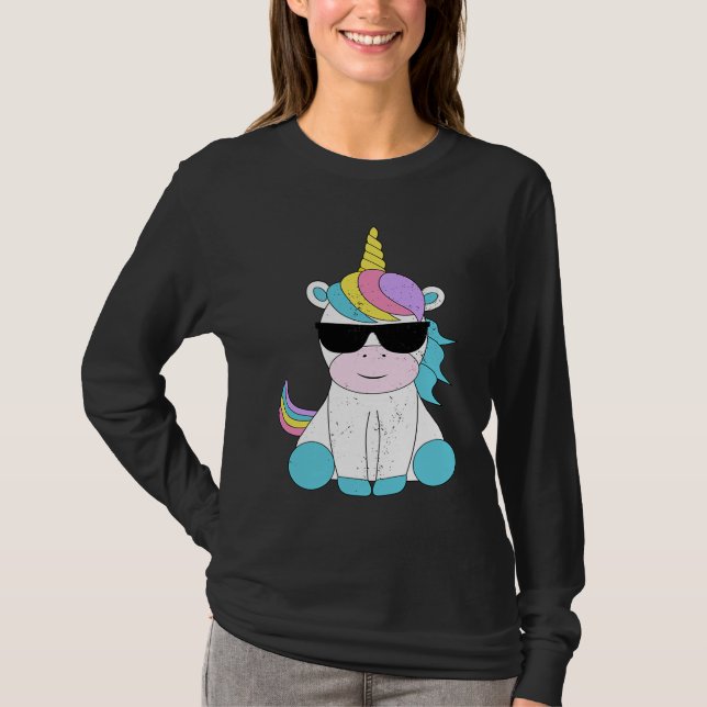 Camiseta Cute Unicorn Sunglasses Magical Unicorns Fantasy M (Anverso)