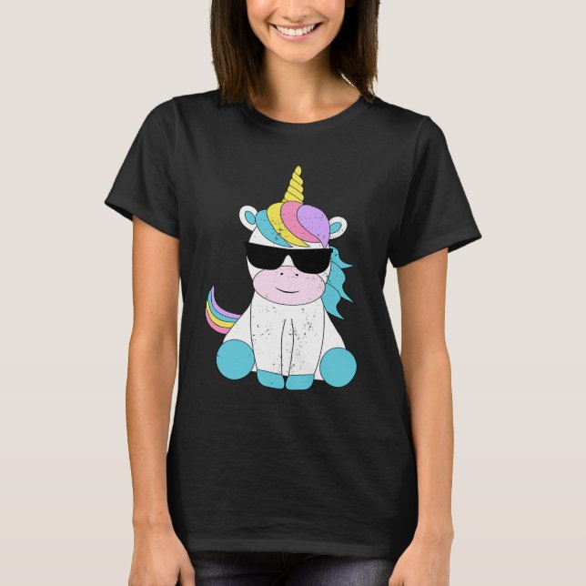Camiseta Cute Unicorn Sunglasses Magical Unicorns Fantasy M (Anverso)