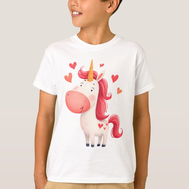Camiseta Cute Unicorn with Hearts – Magical Kids  (Anverso)